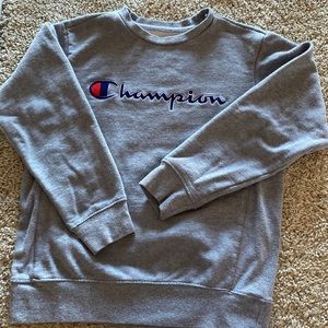 Kids grey champion crewneck!